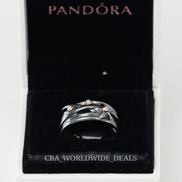 Pandora Two Tone Oxidized Stella Star Band Ring Size: 54 (7) - Picture 3 of 3